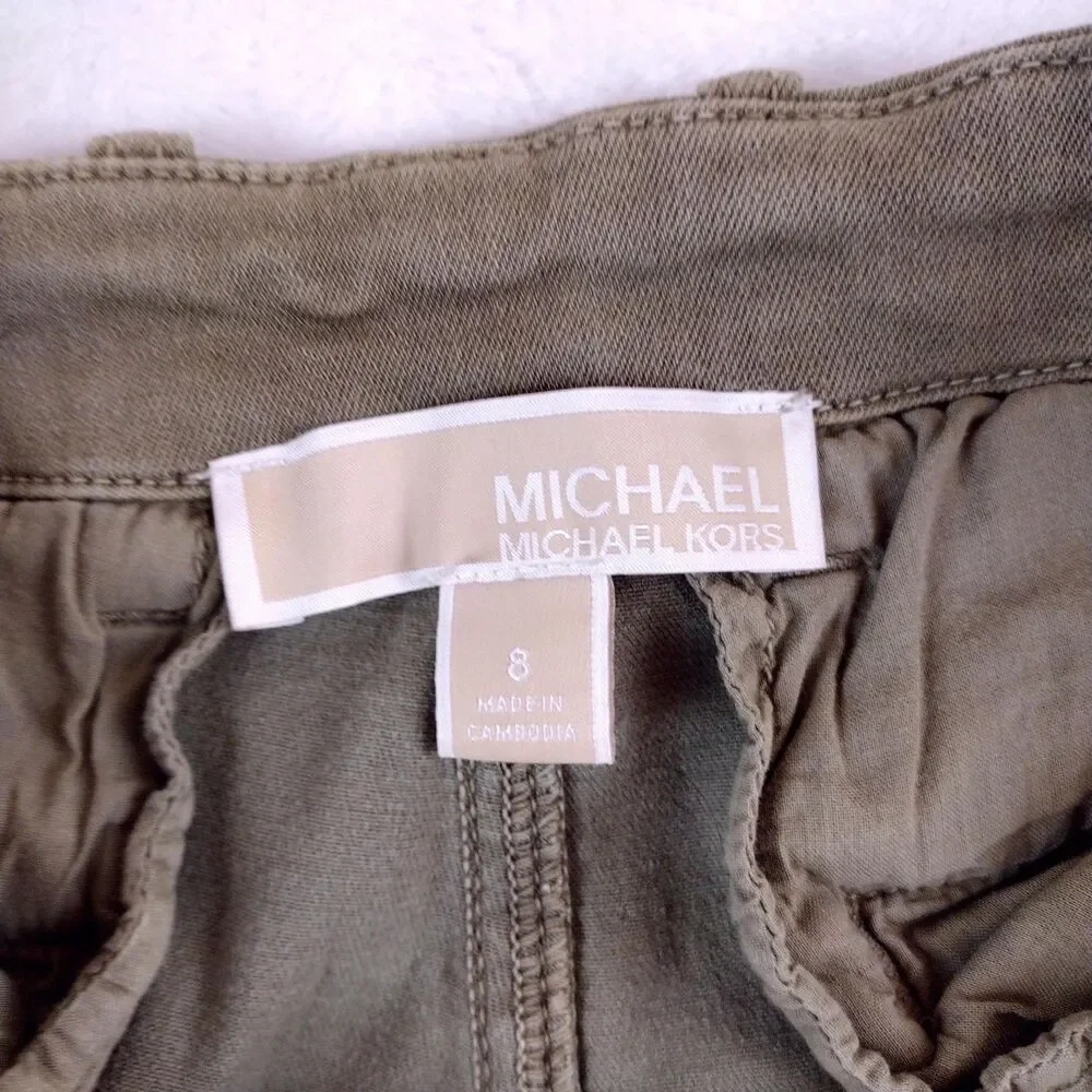 Michael Michael Kors Womens Olive Green Cargo Jogger Pants‎ Size 8 Zip Utility